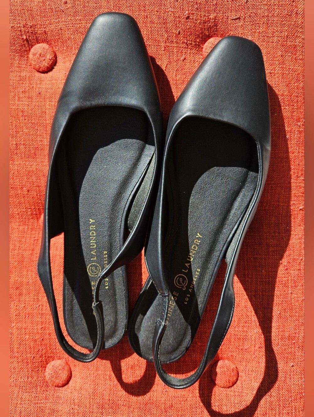 Chinese Laundry Black Square Toe Slingback Flats Size 7.5